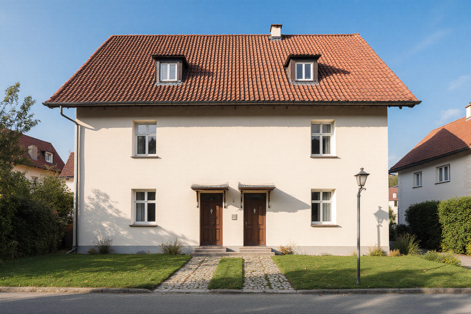 Zwei eigene Hauseingänge an einem Zweifamilienhaus